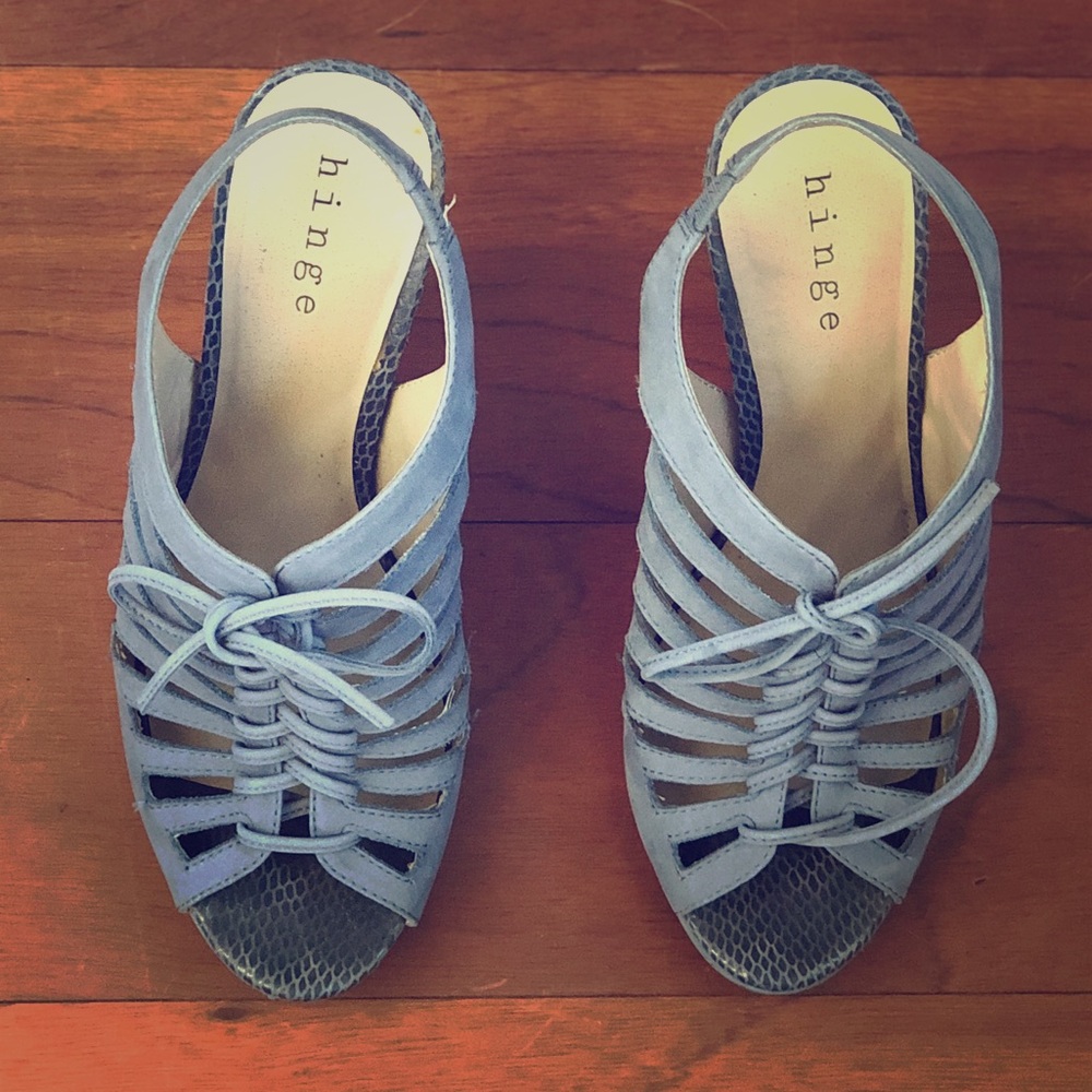 Blue Hinge lace up wedges